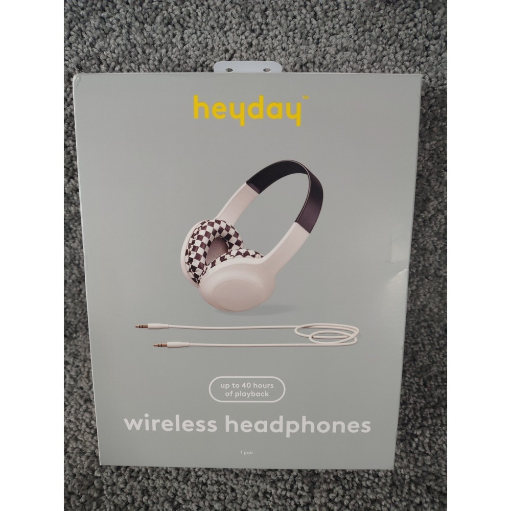 Heyday Wireless On-Ear Headphones with Microphone - Brown Checkered - New